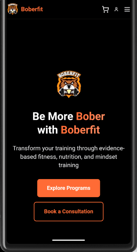 Boberfit mobile view