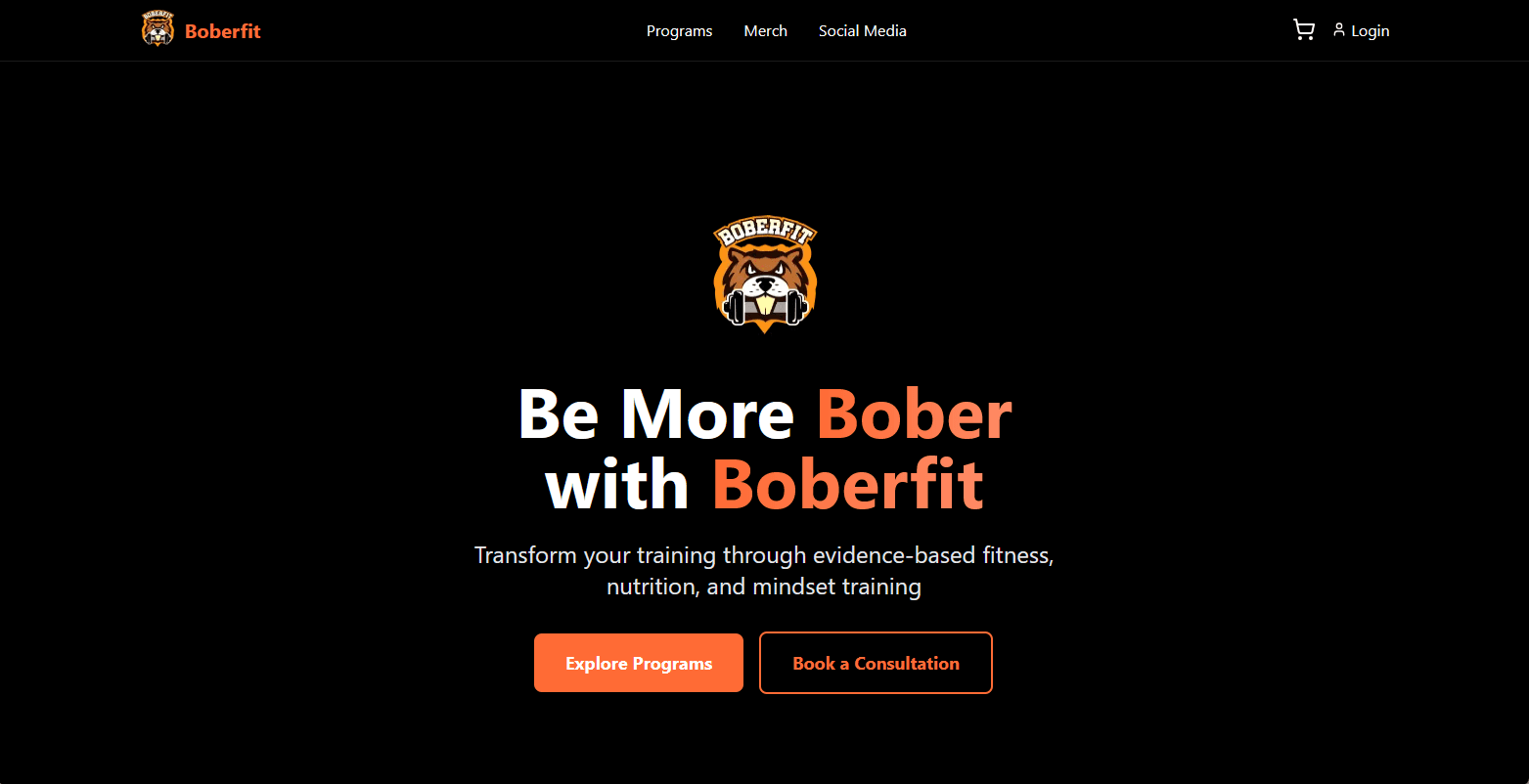 Boberfit desktop view